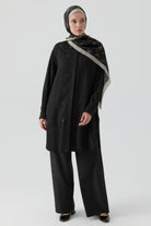 Nakış Detaylı Tunik - Siyah TUGBA