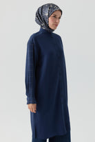 Kare Desen Kombinli Tunik - İndigo TUGBA