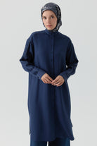 Kare Desen Kombinli Tunik - İndigo TUGBA