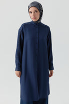 Kare Desen Kombinli Tunik - İndigo TUGBA