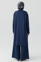 Kare Desen Kombinli Tunik - İndigo TUGBA