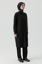 Kare Desen Kombinli Tunik - Siyah TUGBA