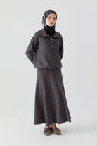 Sekiz Parçalı Bel Örme Etek - Antrasit TUGBA