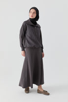Sekiz Parçalı Bel Örme Etek - Antrasit TUGBA