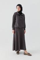 Sekiz Parçalı Bel Örme Etek - Antrasit TUGBA