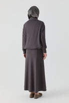 Sekiz Parçalı Bel Örme Etek - Antrasit TUGBA