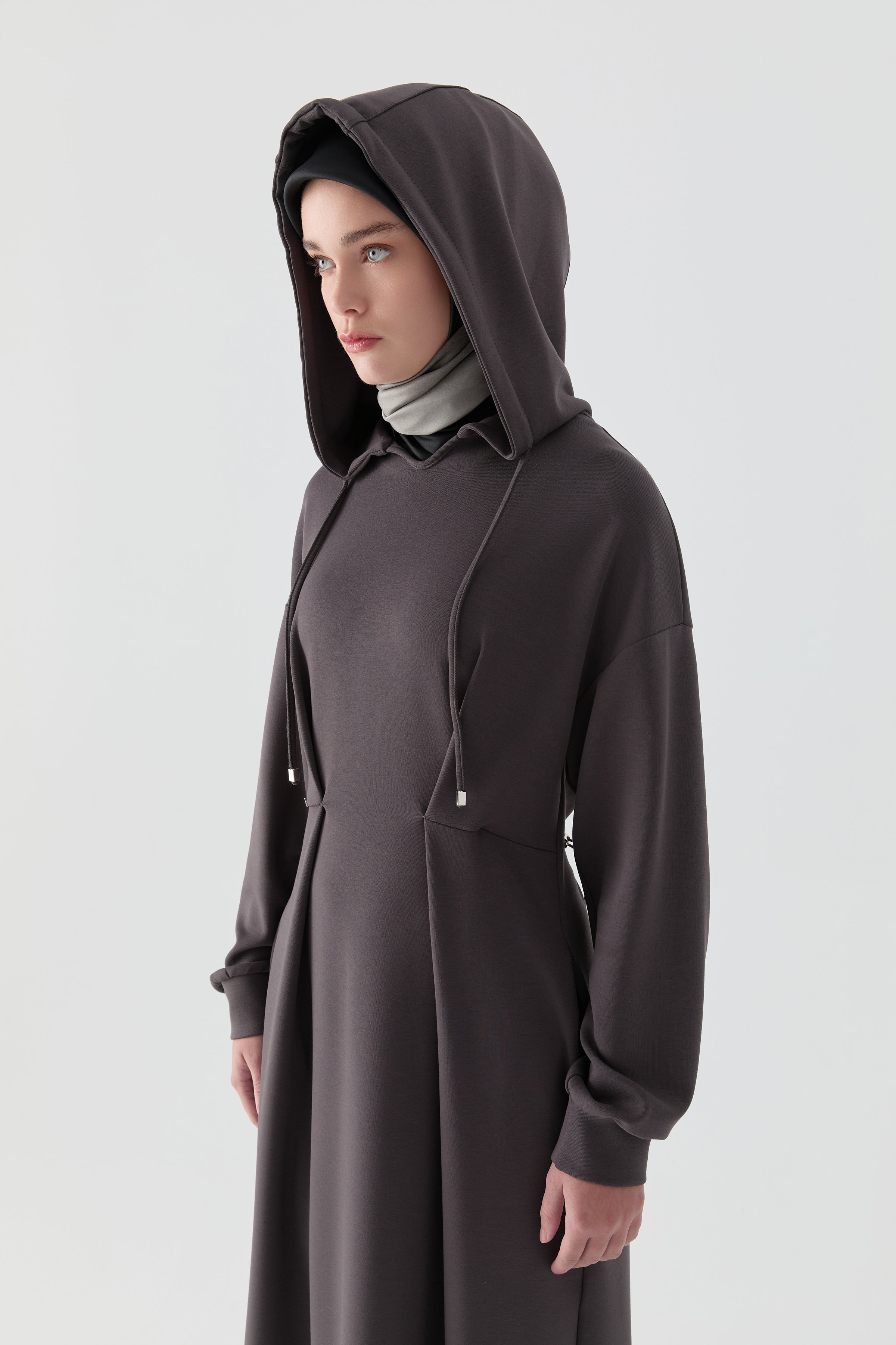 Pleated Detailed Hooded Knit Dress – TUĞBA