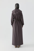 Pile Detaylı Kapüşonlu Örme Elbise - Antrasit TUGBA