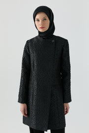 Uzun Jakar Ceket - Siyah TUGBA