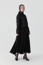 Kraş Etek Gömlek Takım - Siyah TUGBA