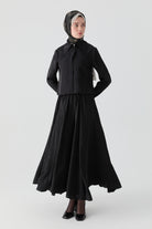 Kraş Etek Gömlek Takım - Siyah TUGBA