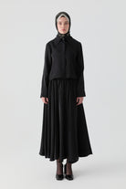 Kraş Etek Gömlek Takım - Siyah TUGBA