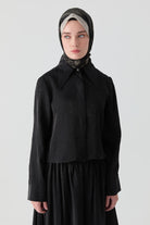 Kraş Etek Gömlek Takım - Siyah TUGBA