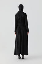Aller Parçalı Bağlamalı Elbise - Siyah TUGBA