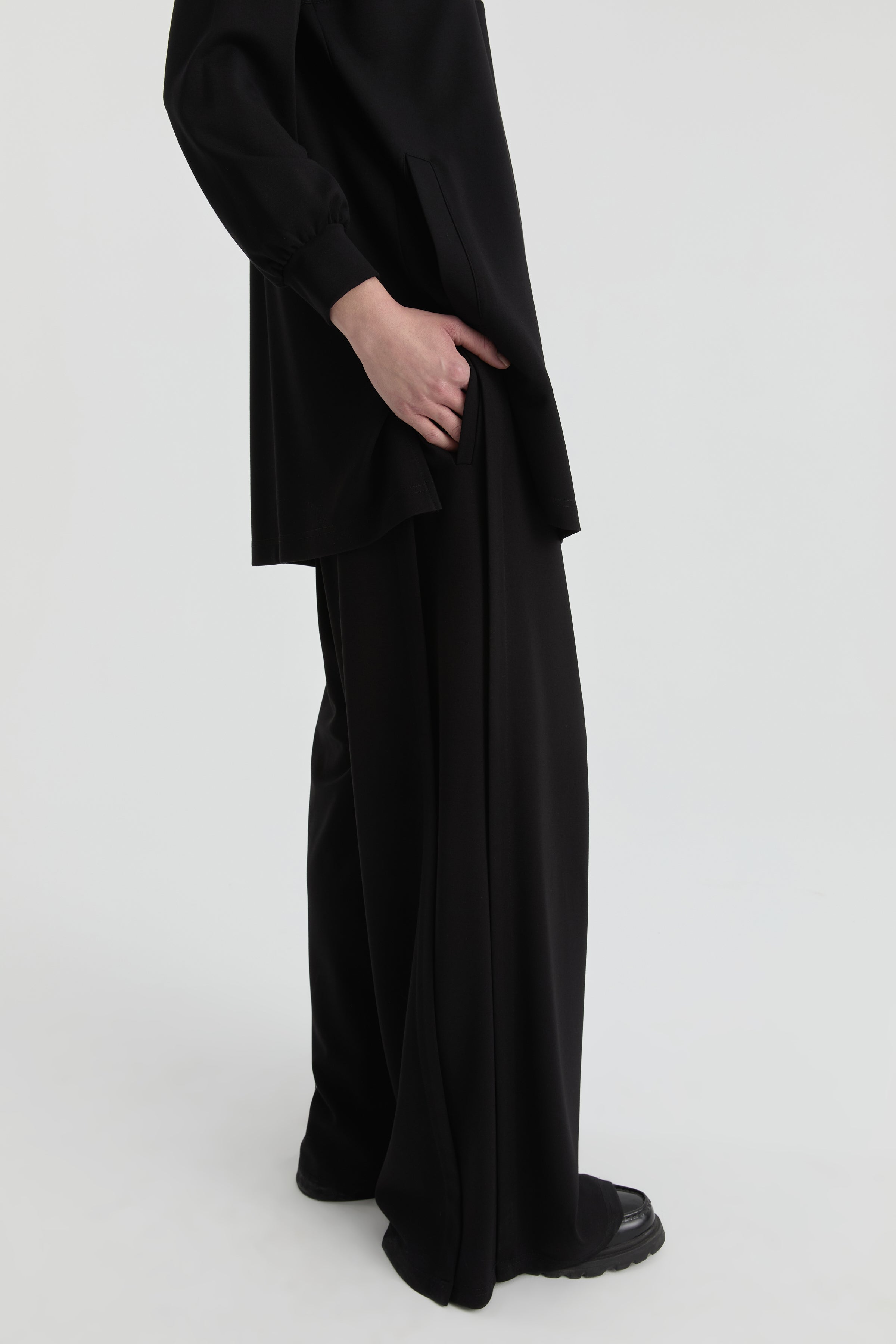 Aller Detaylı Örme Pantolon - Siyah TUGBA