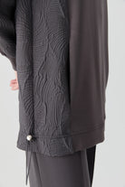 Örme Kombinli Kapitone Sweatshirt - Antrasit TUGBA