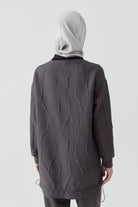 Örme Kombinli Kapitone Sweatshirt - Antrasit TUGBA