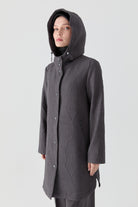 Çıtçıt Kapamalı Yırtmaçlı Kapitone Kap - Antrasit TUGBA