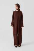 Bağcık Detaylı Tunik Pantolon Takım - Toprak TUGBA