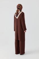 Bağcık Detaylı Tunik Pantolon Takım - Toprak TUGBA