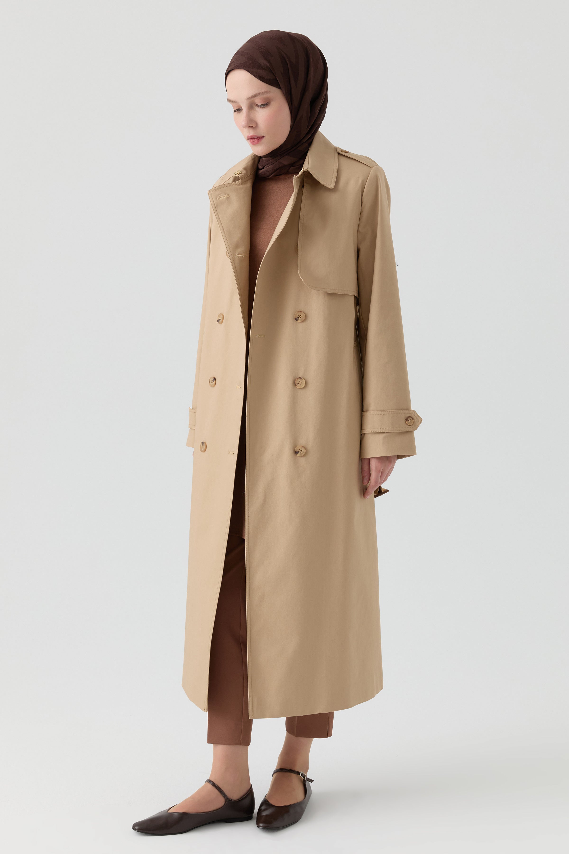 Rüzgarlık Detaylı Trençkot - Camel TUGBA