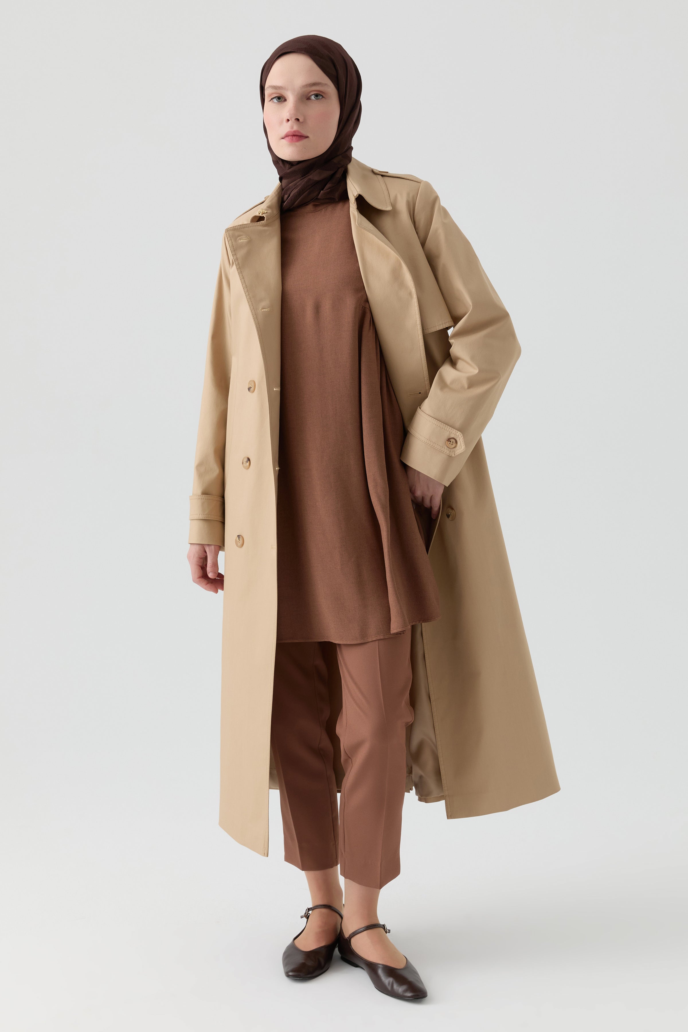 Rüzgarlık Detaylı Trençkot - Camel TUGBA