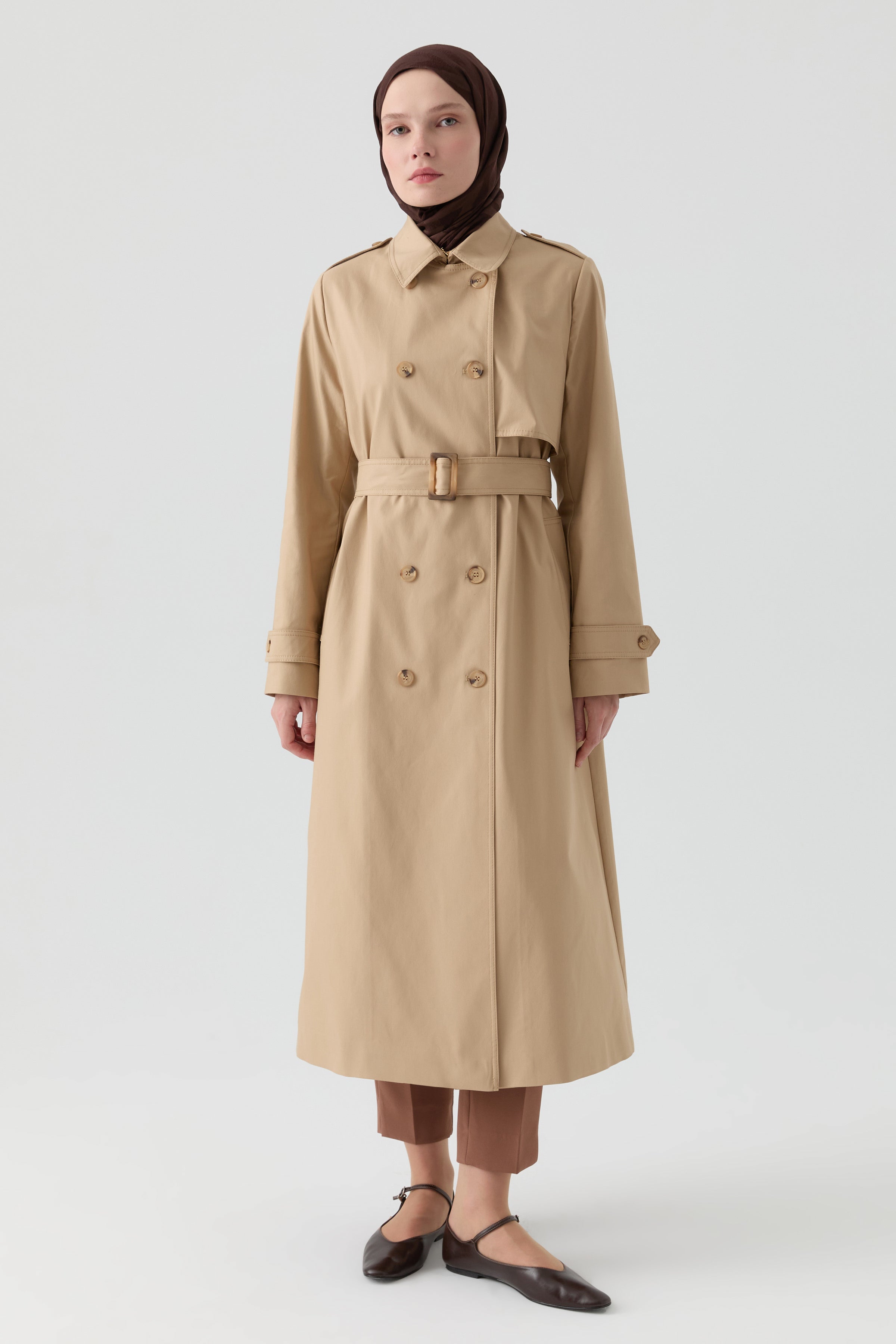 Rüzgarlık Detaylı Trençkot - Camel TUGBA