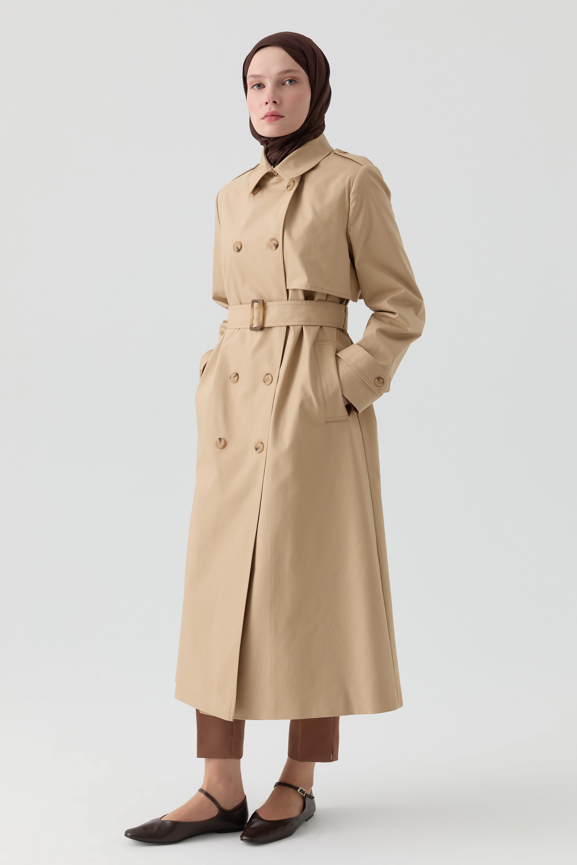 Rüzgarlık Detaylı Trençkot - Camel TUGBA