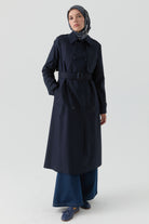 Rüzgarlık Detaylı Trençkot - Lacivert TUGBA
