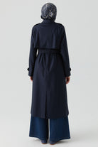 Rüzgarlık Detaylı Trençkot - Lacivert TUGBA