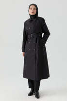 Rüzgarlık Detaylı Trençkot - Siyah TUGBA