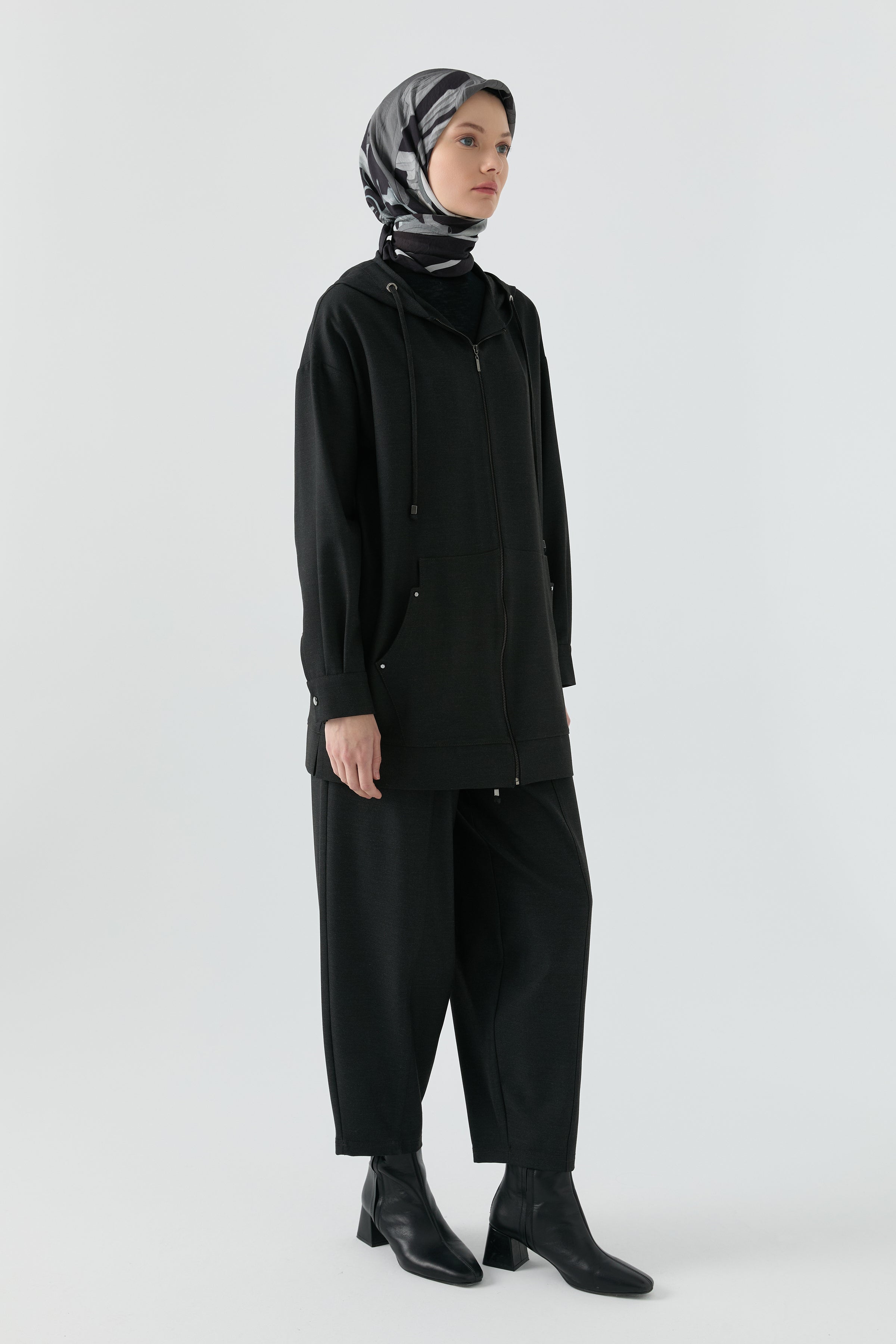 Fermuar Detaylı Takım - Antrasit TUGBA