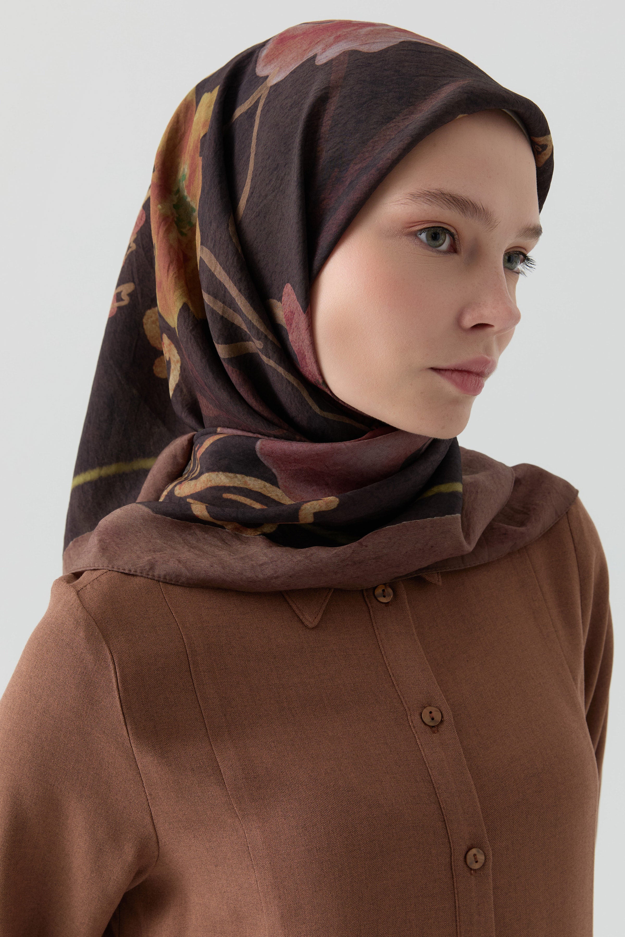 Lalin Natural Eşarp - Kahve TUĞBA
