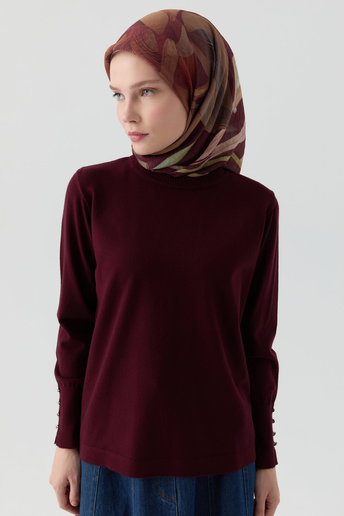 Peyda Natural Eşarp - Bordo TUGBA