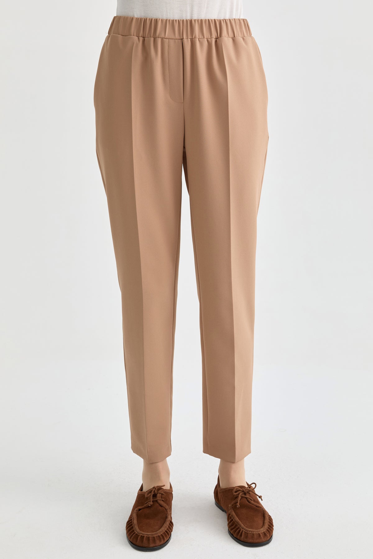 Bel Lastikli Havuç Pantolon - Camel TUGBA