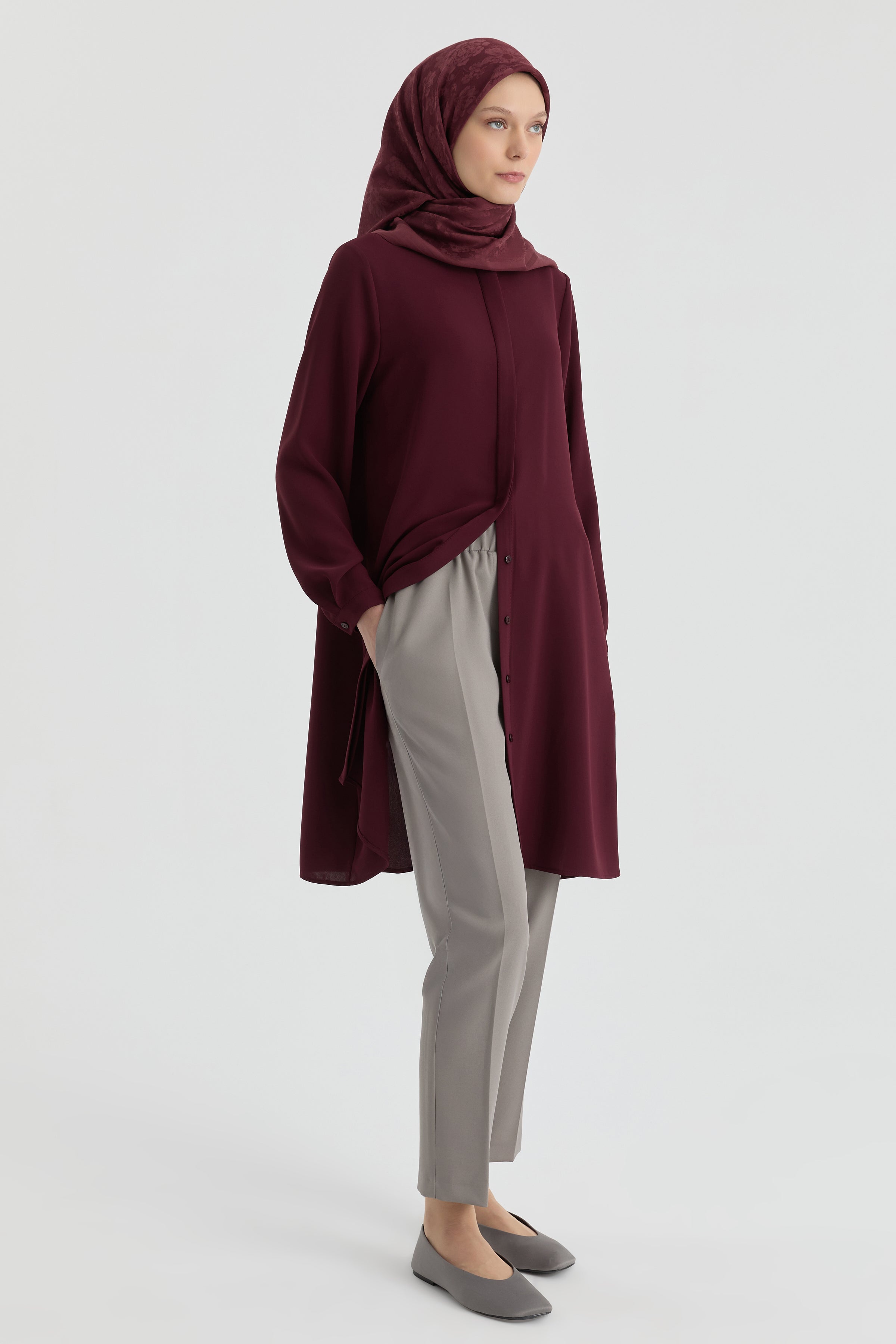 Bel Lastikli Havuç Pantolon - Gri TUGBA