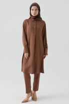 Bel Lastikli Havuç Pantolon - Fındık TUGBA