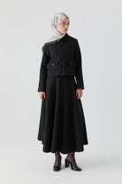 Kapitone Ceket Etek Takım - Siyah TUGBA