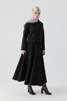 Kapitone Ceket Etek Takım - Siyah TUGBA