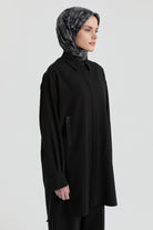 Taş İşleme Detaylı Tunik - Siyah TUGBA