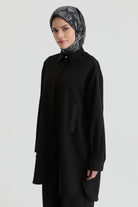 Taş İşleme Detaylı Tunik - Siyah TUGBA