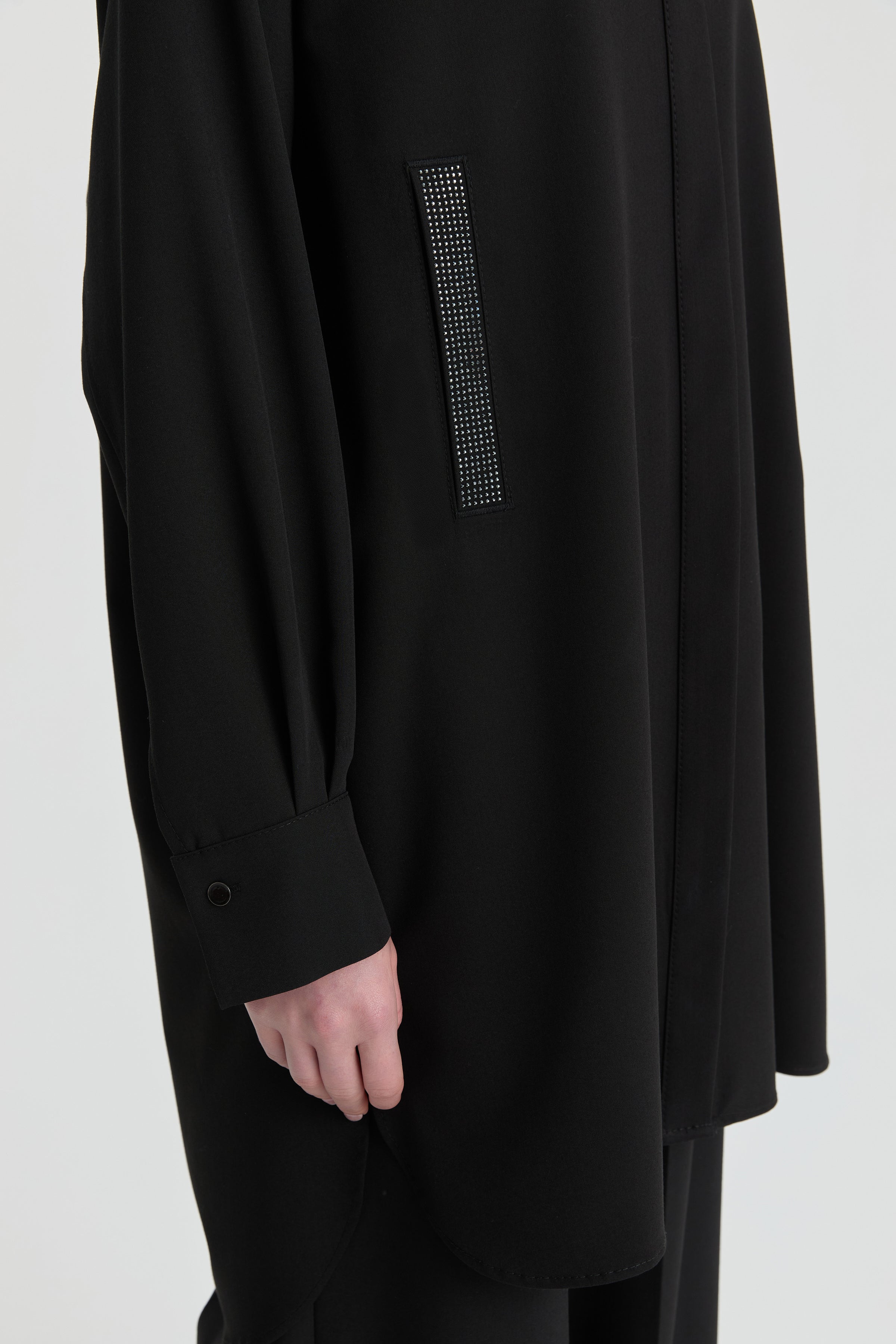 Taş İşleme Detaylı Tunik - Siyah TUGBA