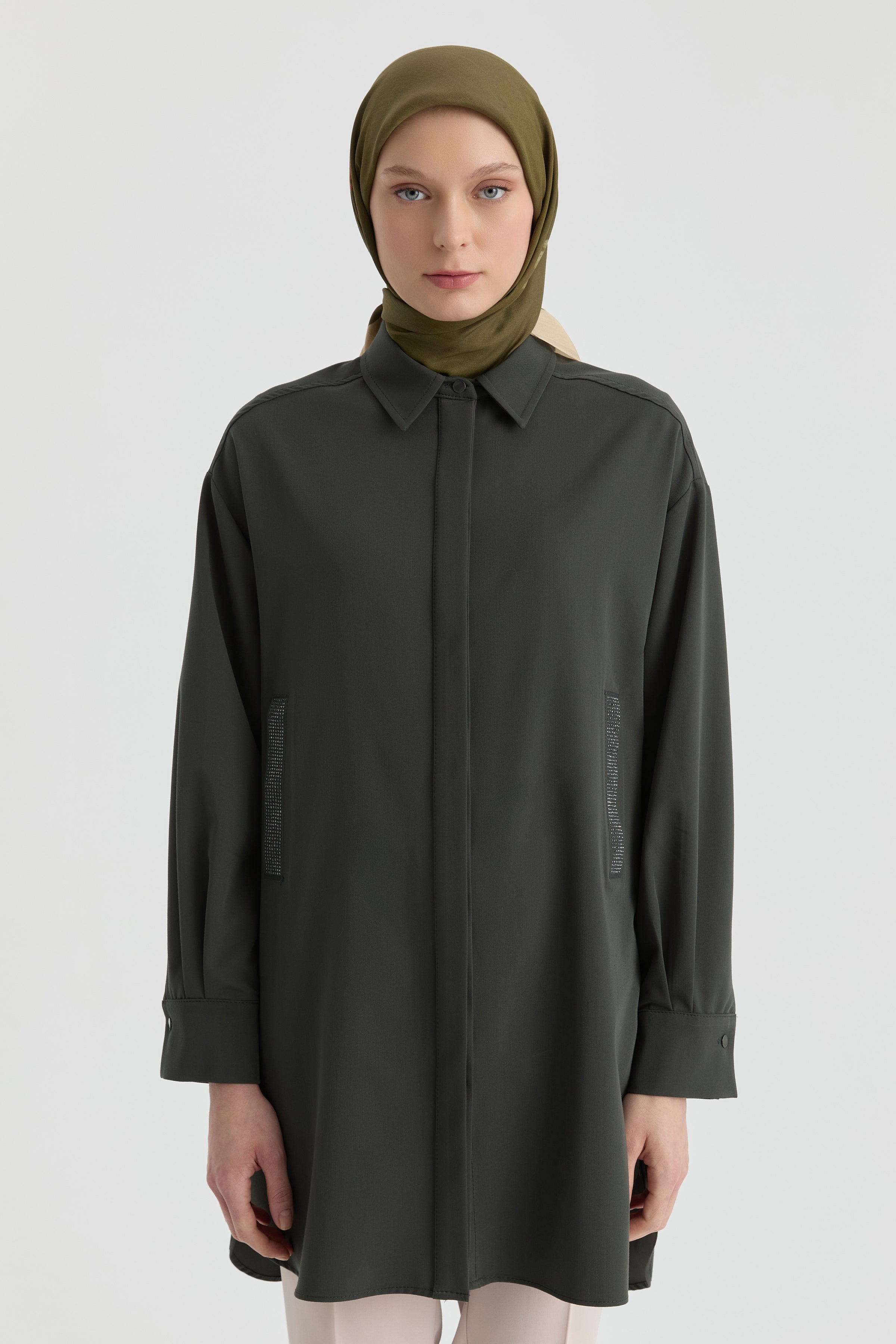 Taş İşleme Detaylı Tunik - Petrol TUGBA