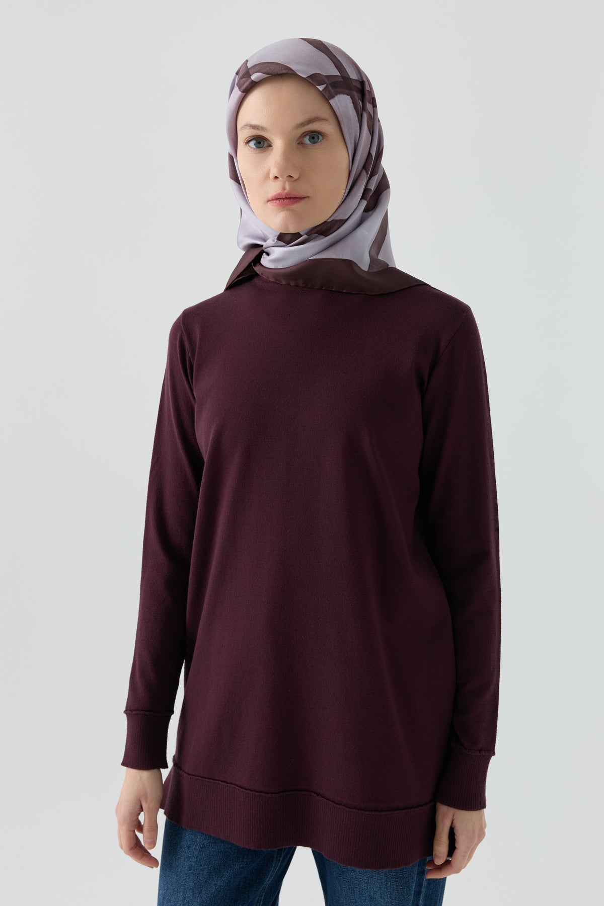 Kol Detaylı Tunik - Bordo TUGBA