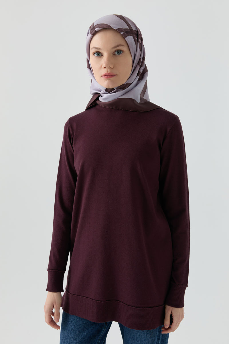 Kol Detaylı Tunik - Bordo TUGBA