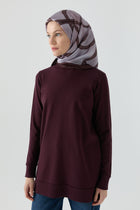 Kol Detaylı Tunik - Bordo TUGBA