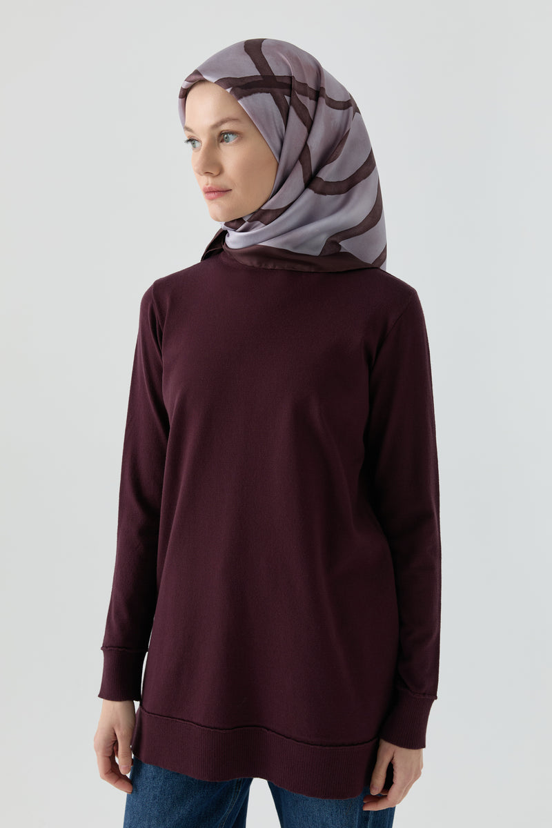 Kol Detaylı Tunik - Bordo TUGBA