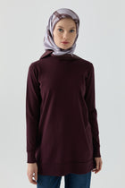 Kol Detaylı Tunik - Bordo TUGBA
