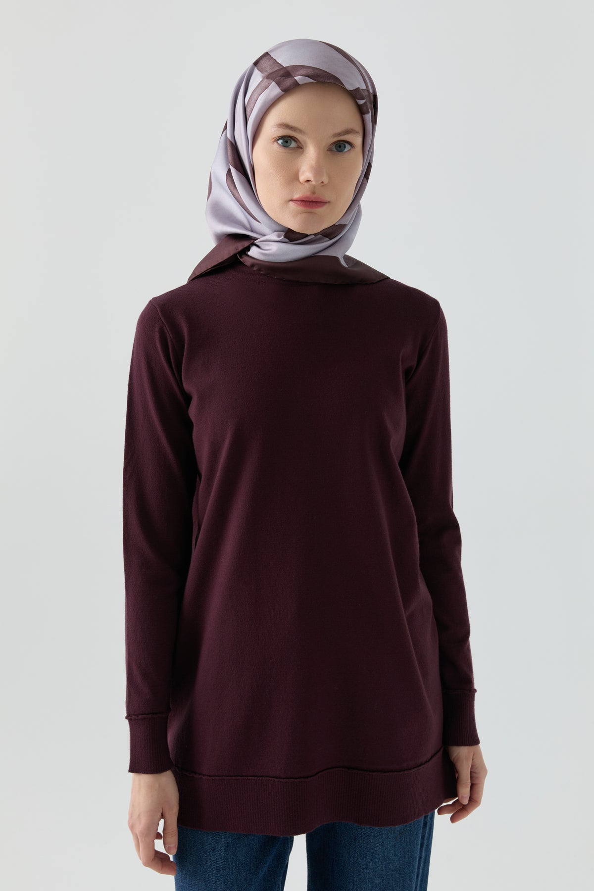Kol Detaylı Tunik - Bordo TUGBA