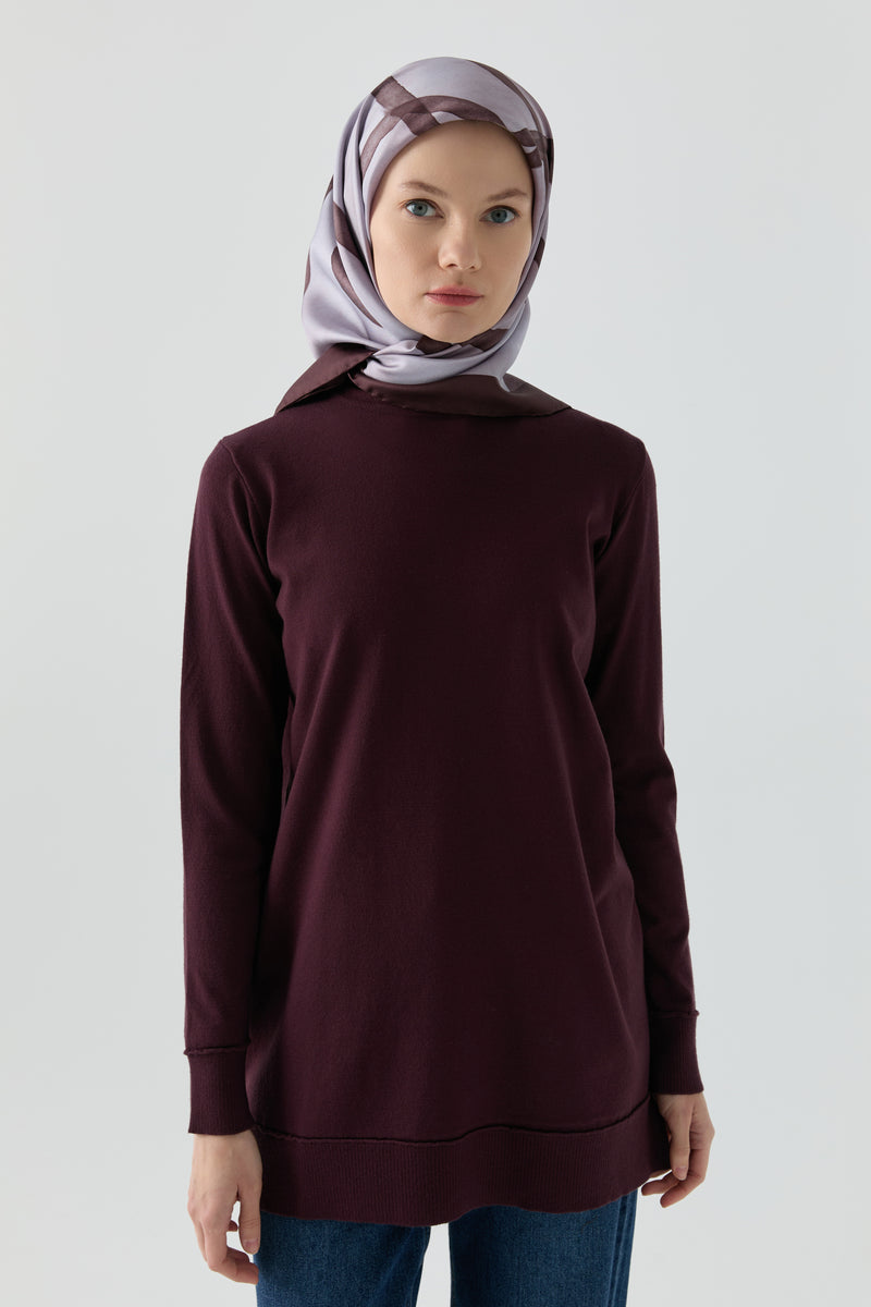 Kol Detaylı Tunik - Bordo TUGBA